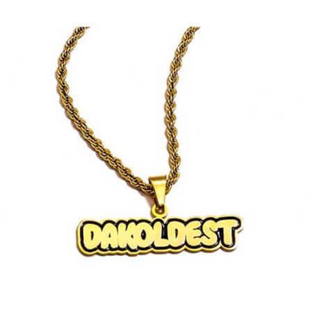 Custom black enamel phrase pendants necklace rope chain wholesale personalized stainless steel word jewelry bulk